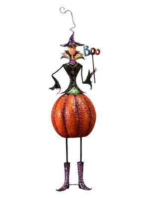 Halloween Purple Witch Statue with Pumpkin Skirt