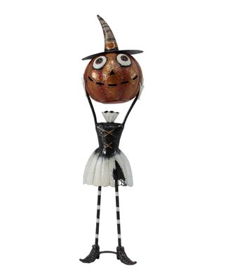 Halloween Pumpkin Girl Holding Her Head Statue