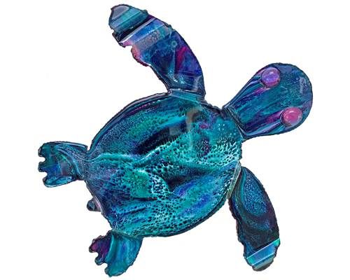 Tin Roof Turtle - Small (13x11) GREEN/MAGENTA