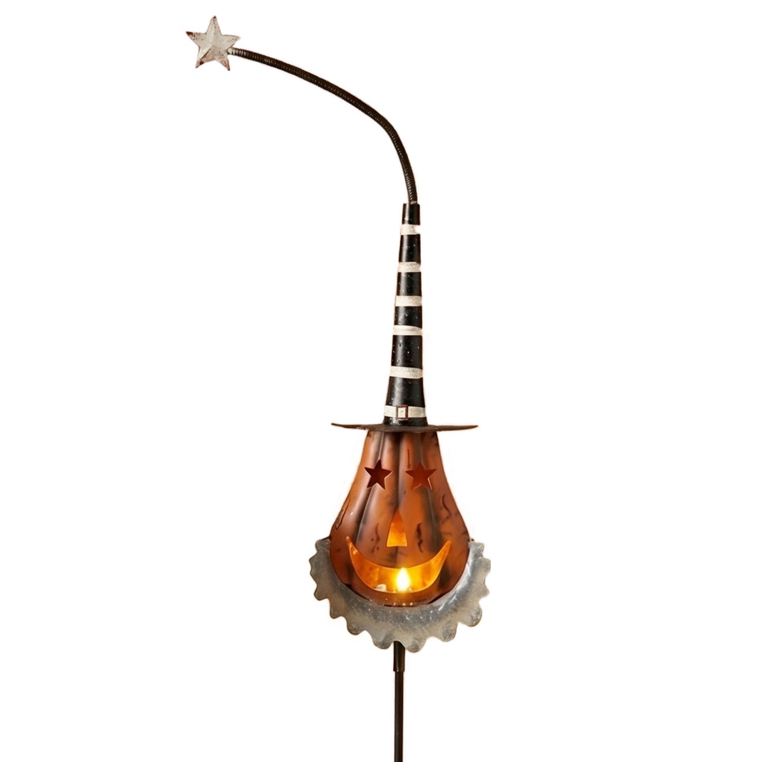 Solar Pumpkin Stake w/ Gray Collar