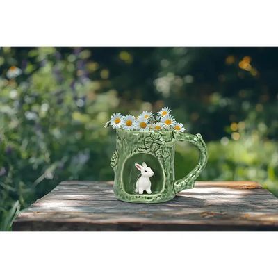 Bunny Nature Inspired Mug with Alcove  - 4"H