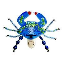 GLASS ART NIGHTLIGHT BLUE CRAB