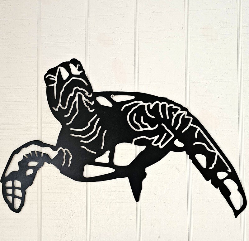 Metal Wall Hanging Sea Turtle Decor Art, 18 x 12, BLK