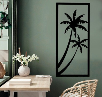 Metal Palm Tree Wall Decor, 24 x 12, BLK