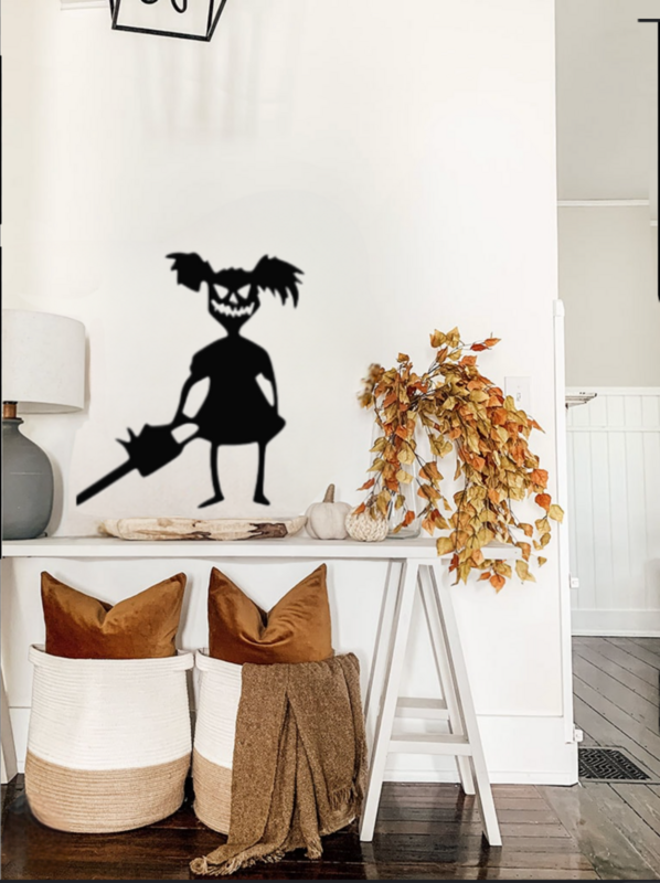 Metal Halloween Girl With Chainsaw Wall Hanging Home And Yard Décor