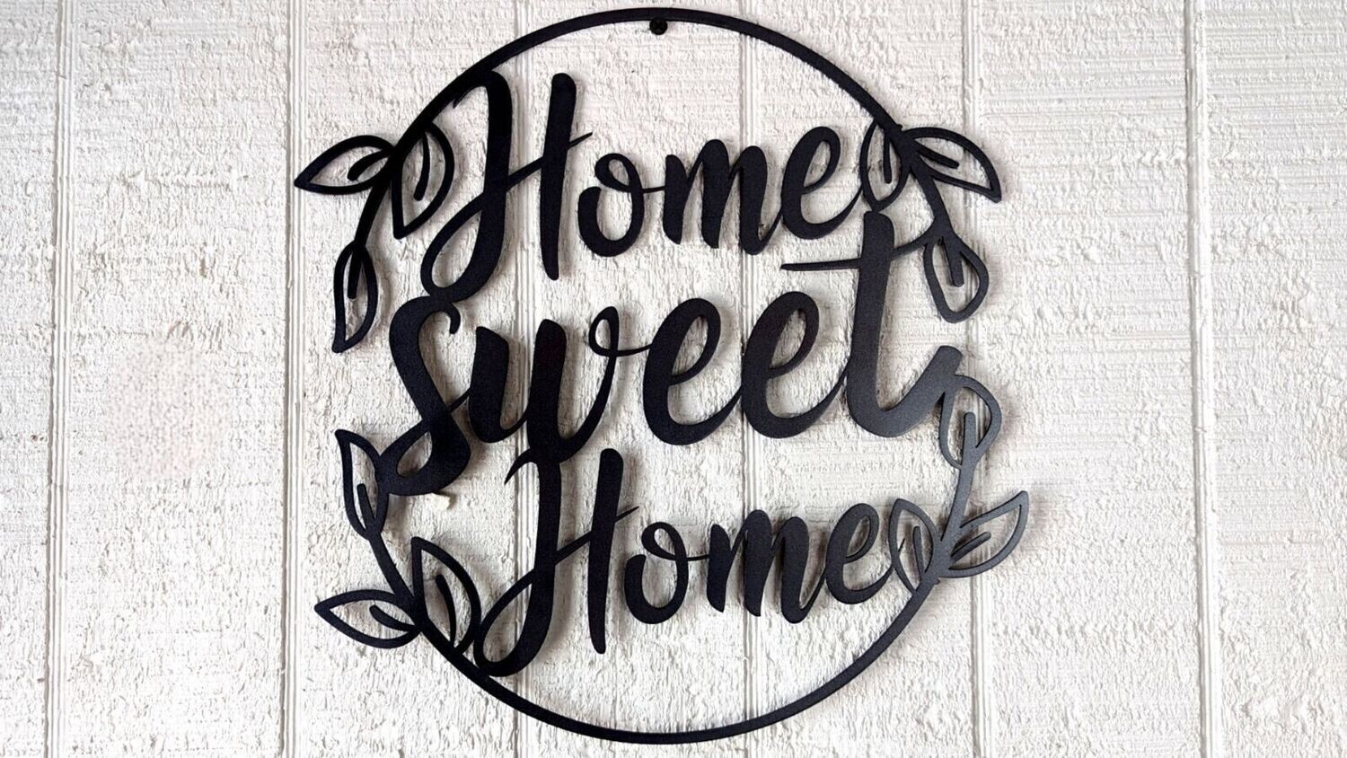 Home Sweet Home, Round Metal Wall Décor, 12.5" x 12", Sign, Black