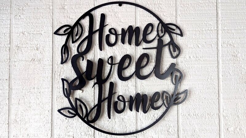 Home Sweet Home, Round Metal Wall Décor, 12.5" x 12", Sign, Black