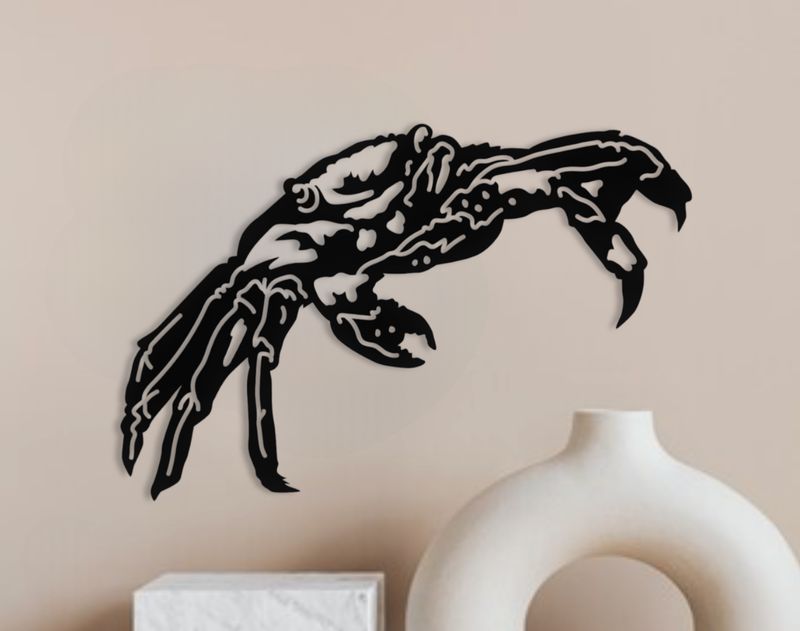 Metal Wall Hanging Crab Decor, 16" x 16", BLK