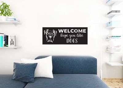 Metal Welcome Dog Lovers Wall Sign Decor Wall Art, 14 x 7, BLK Metal Welcome Dog Lovers Wall Sign Decor Wall Art, 14 x 7, BLK