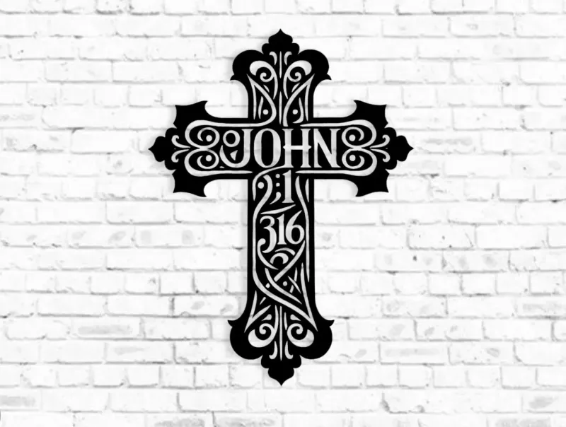 John 3:16 Wall Hanging Metal Cross Décor