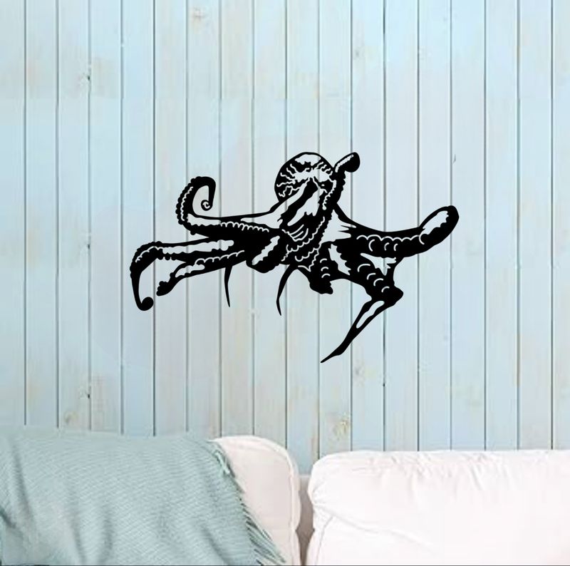 Metal Wall Hanging Octopus Decor, 18" x 12", BLK