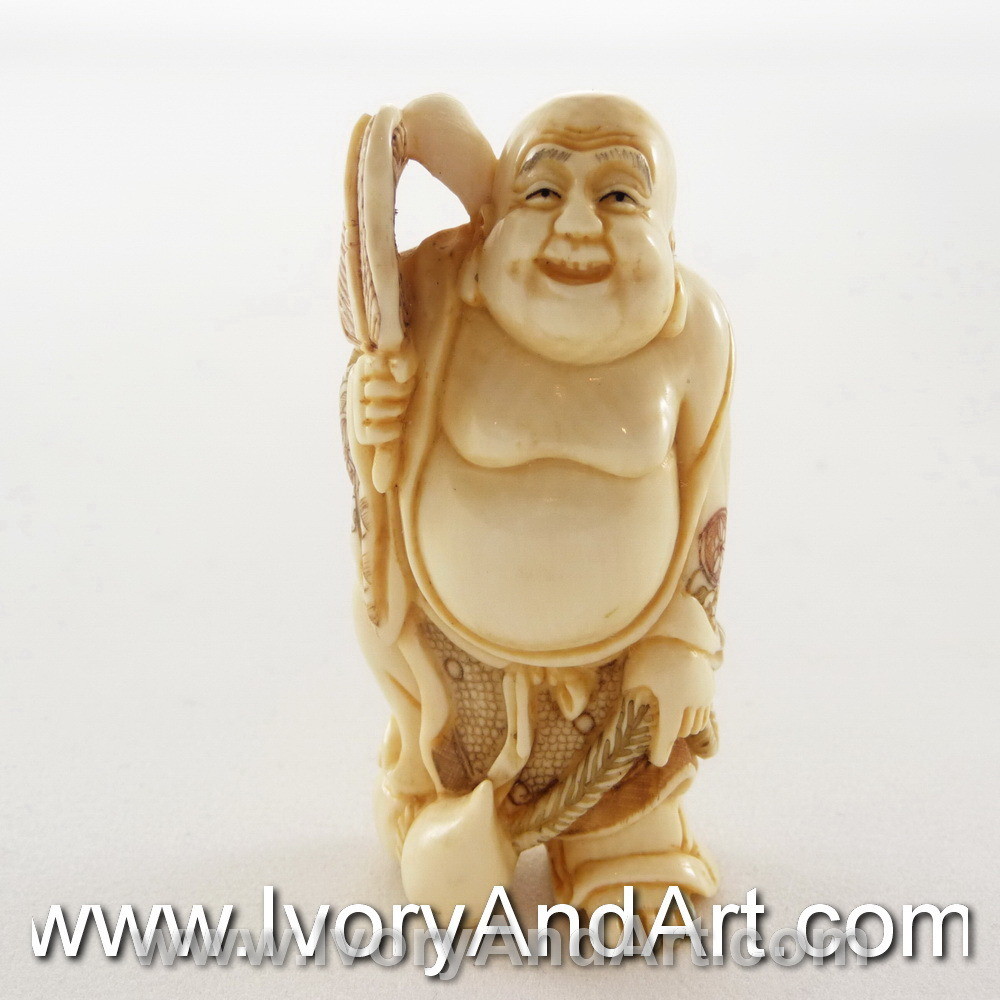 Mammoth Ivory Netsuke -  Wandering  Buddha  333