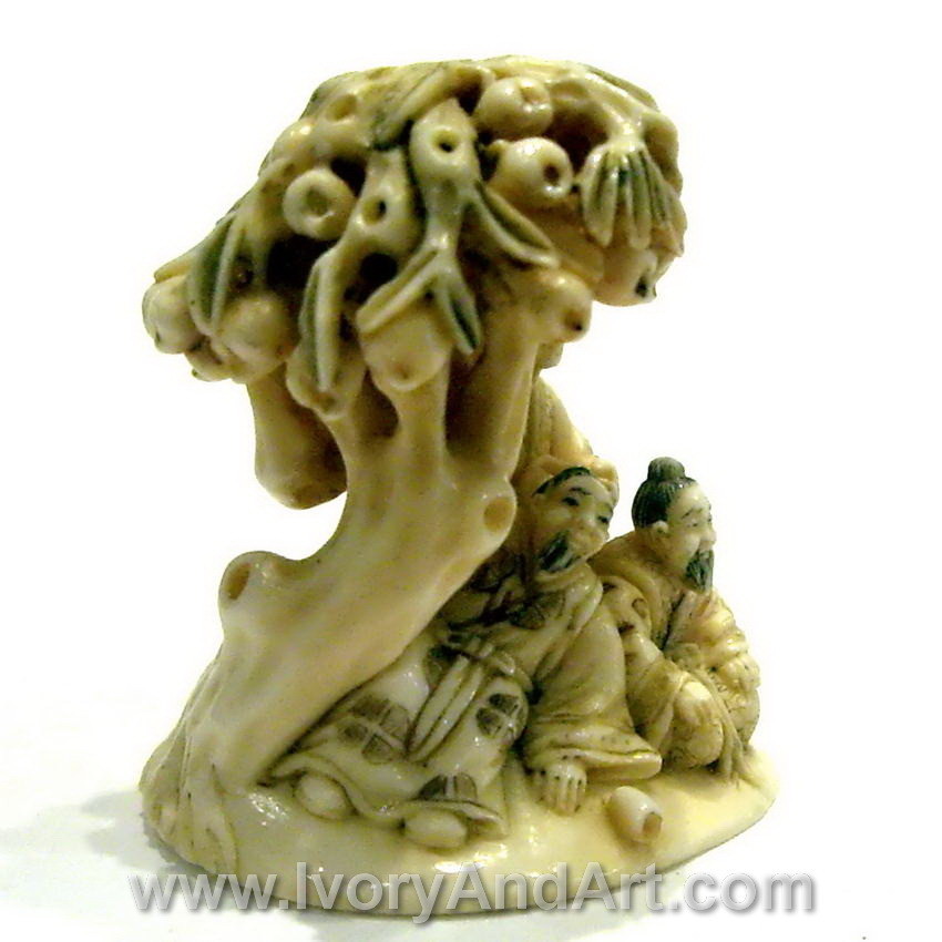 Mammoth Ivory Netsuke - Under an apple tree