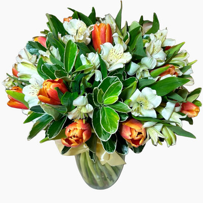 Bouquet of tulips and alstroemeria