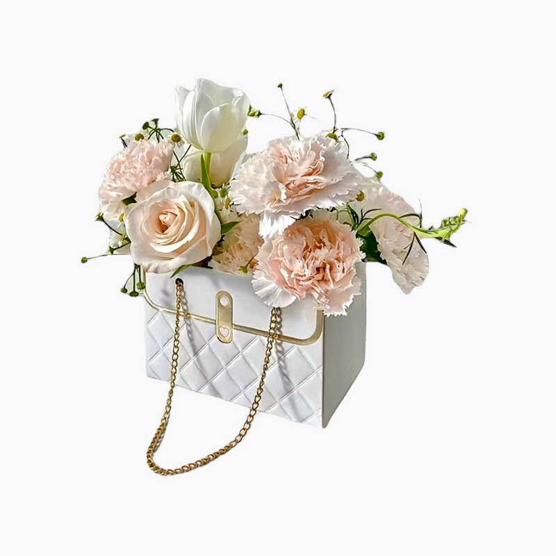 Composition of fresh flowers in a handbag #7