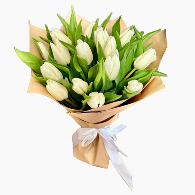 Bouquet of 40 white tulips