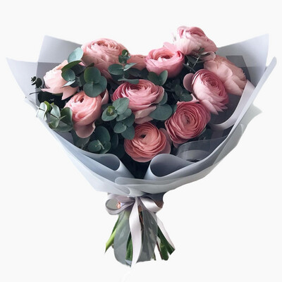 Bouquet of Ranunculus with Eucalyptus