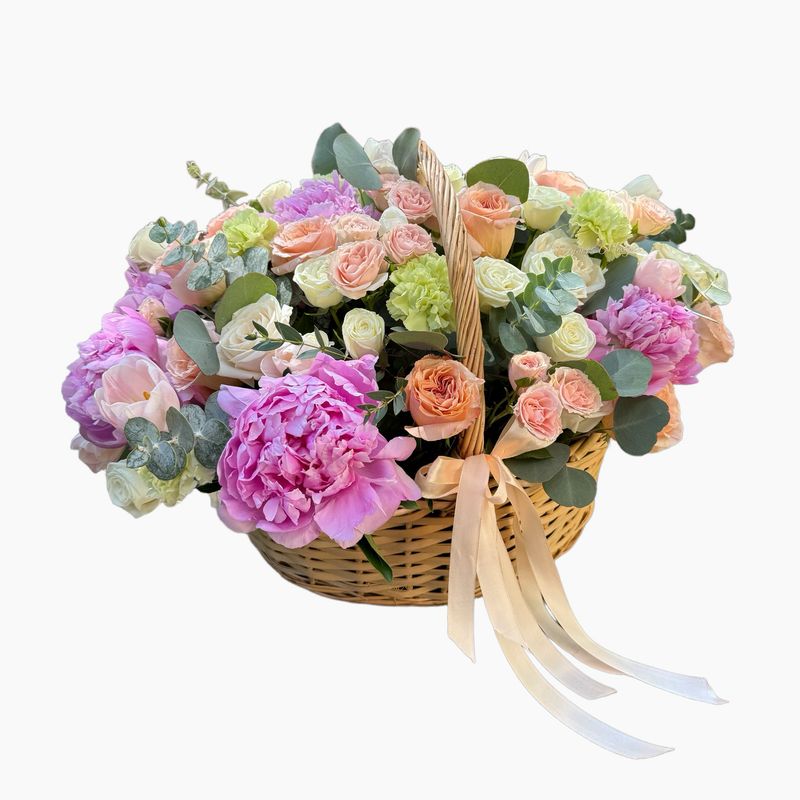 Flower arrangement in a basket