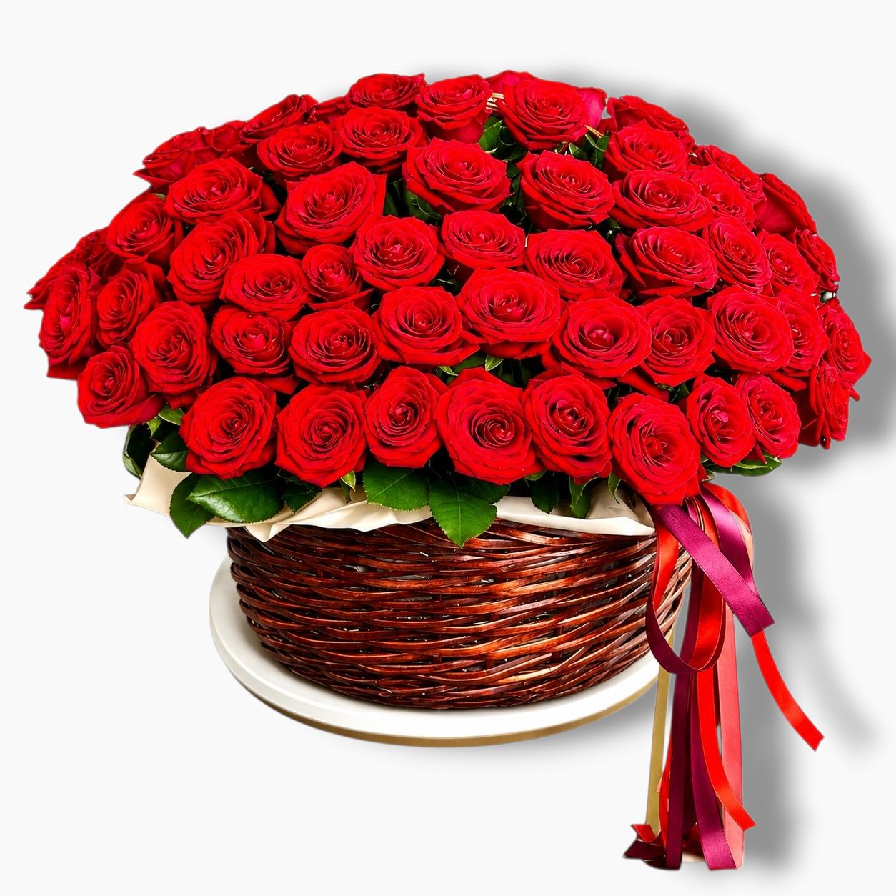 Composition of 100 red roses