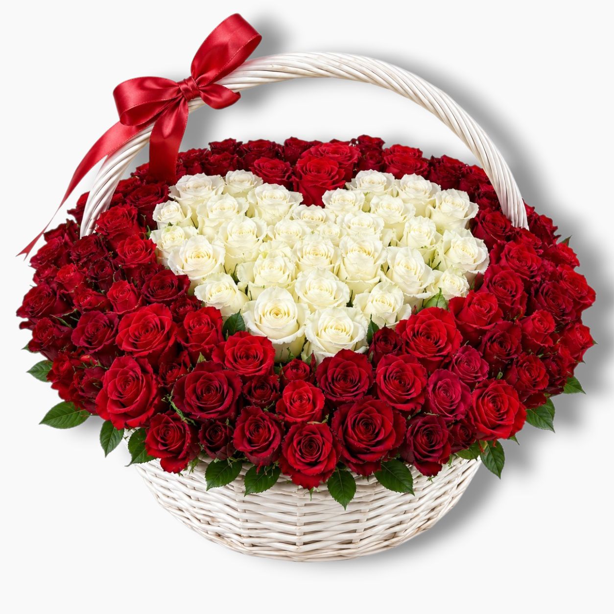 Heart of 100 Roses in a basket
