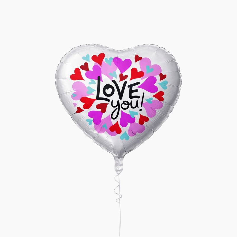 Love You Multicolor Heart Balloon