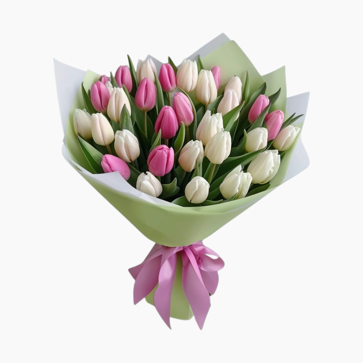 Elegant Harmony Bouquet of Pink &amp; White Tulips