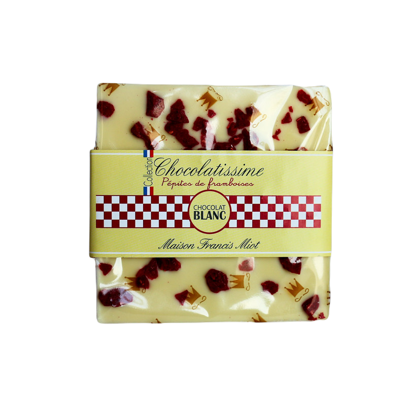 Bílá mini čokoláda s malinovým posypem, 50 g