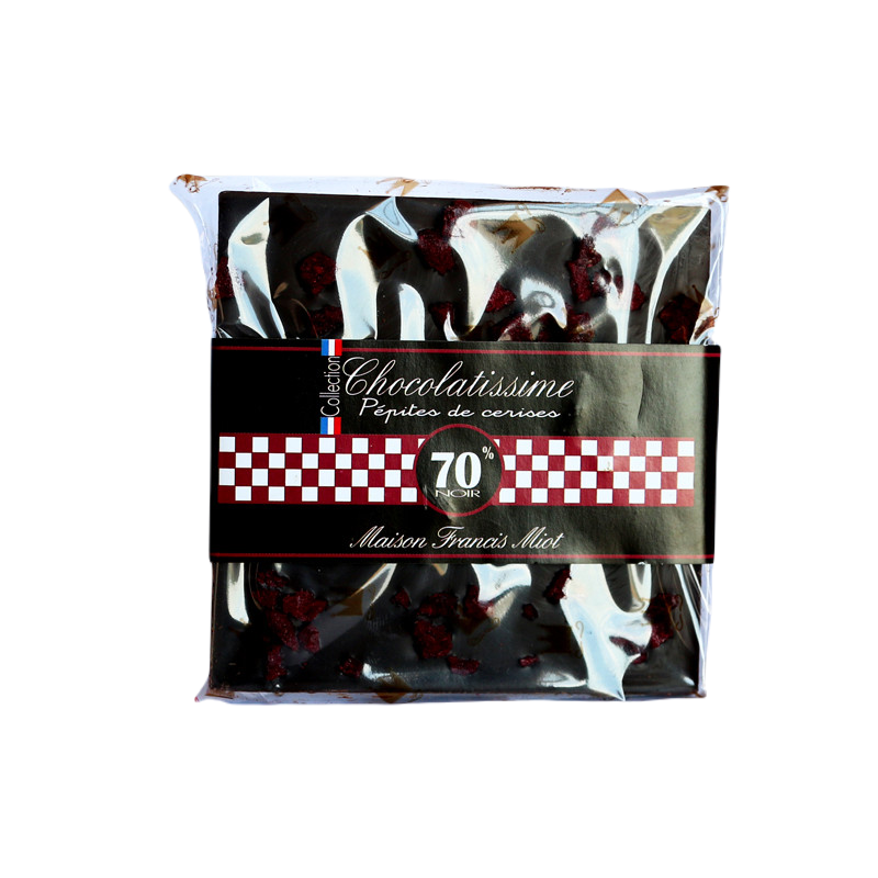 Hořká mini čokoláda s třešňovým posypem, 50 g