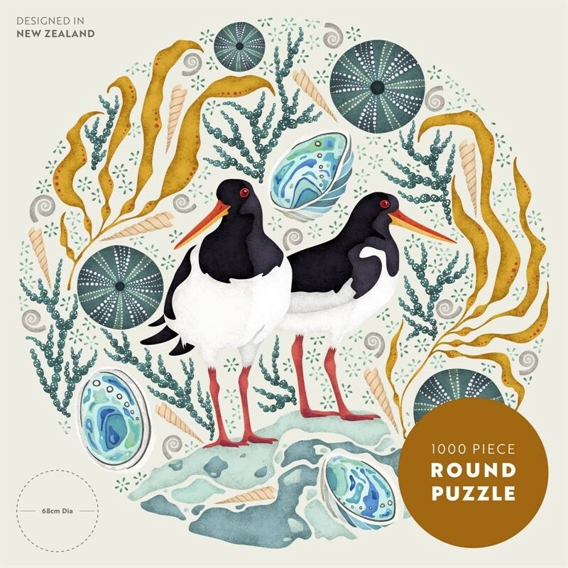 Round Puzzle 1000 Piece- Oystercatchers