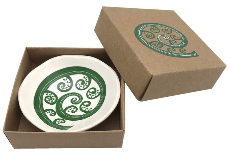 Bowl 7cm- Fern frond, white