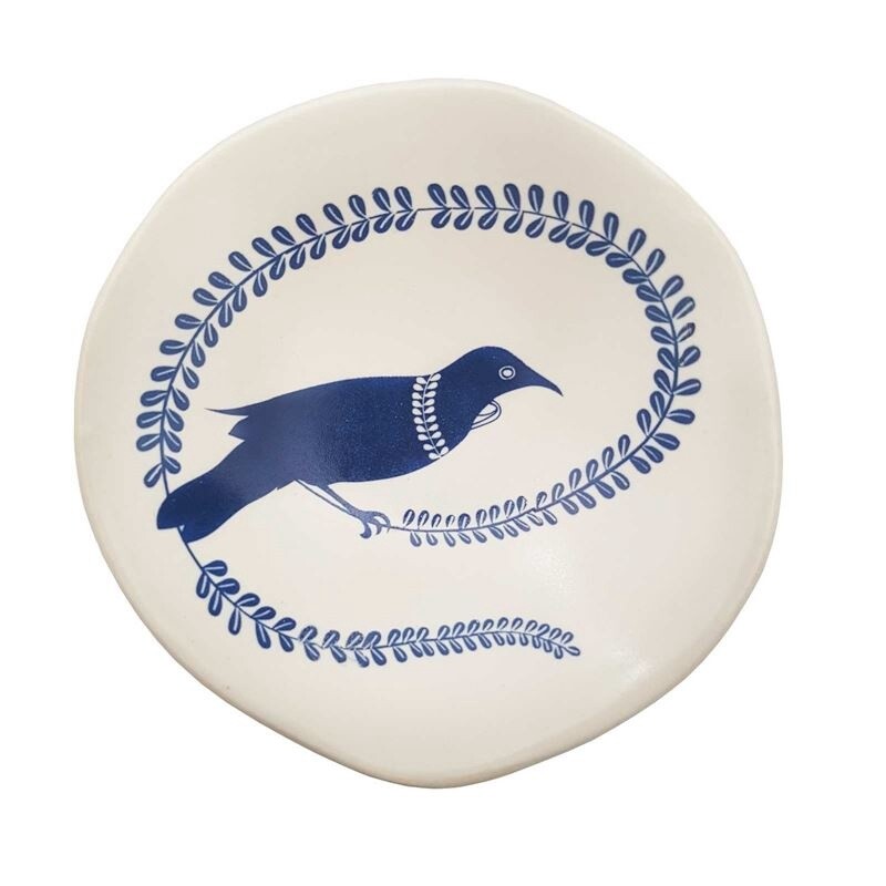 Bowl 7cm- blue Tūī, white