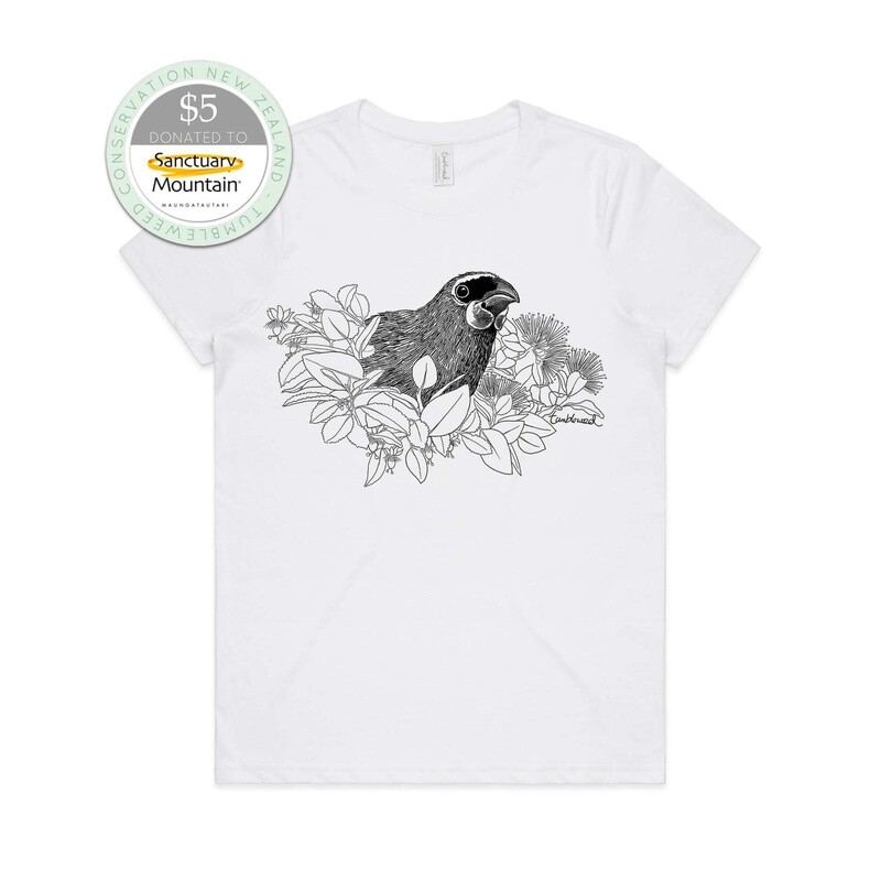Kōkako T-Shirt- white, womens Kōkako T-Shirt- white, womens