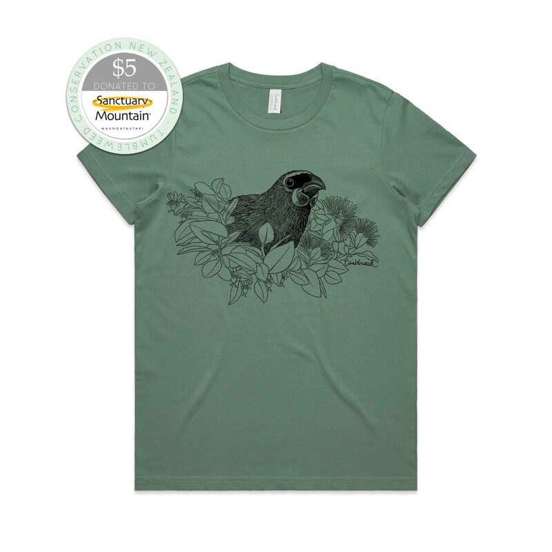 Kōkako T-Shirt- sage, womens