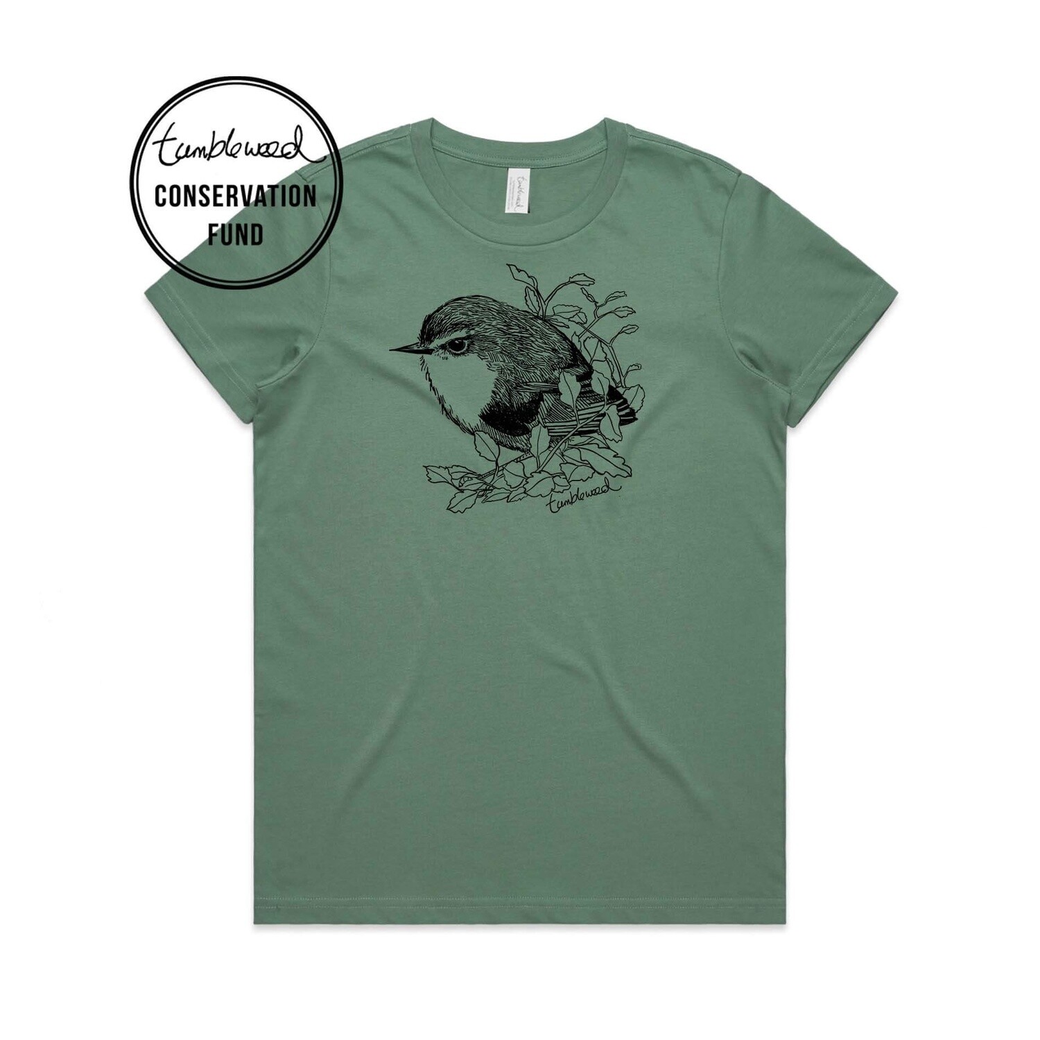 titipounamu/Rifleman T-Shirt- sage, womens