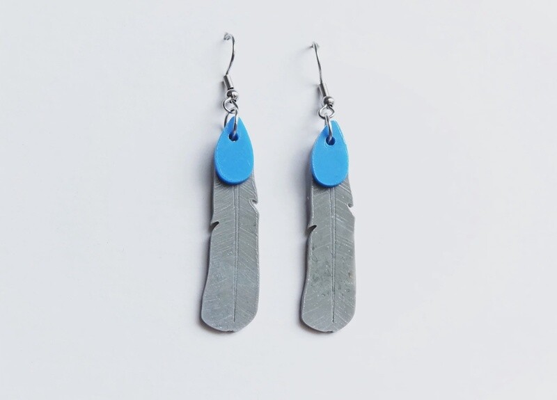 Earrings- Kōkako Feathers