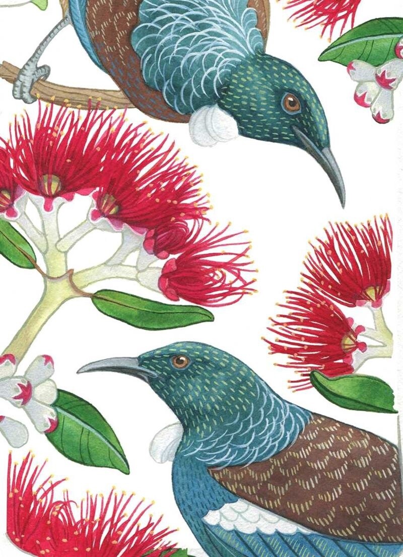 Lens Cloth- pōhutukawa & tūī