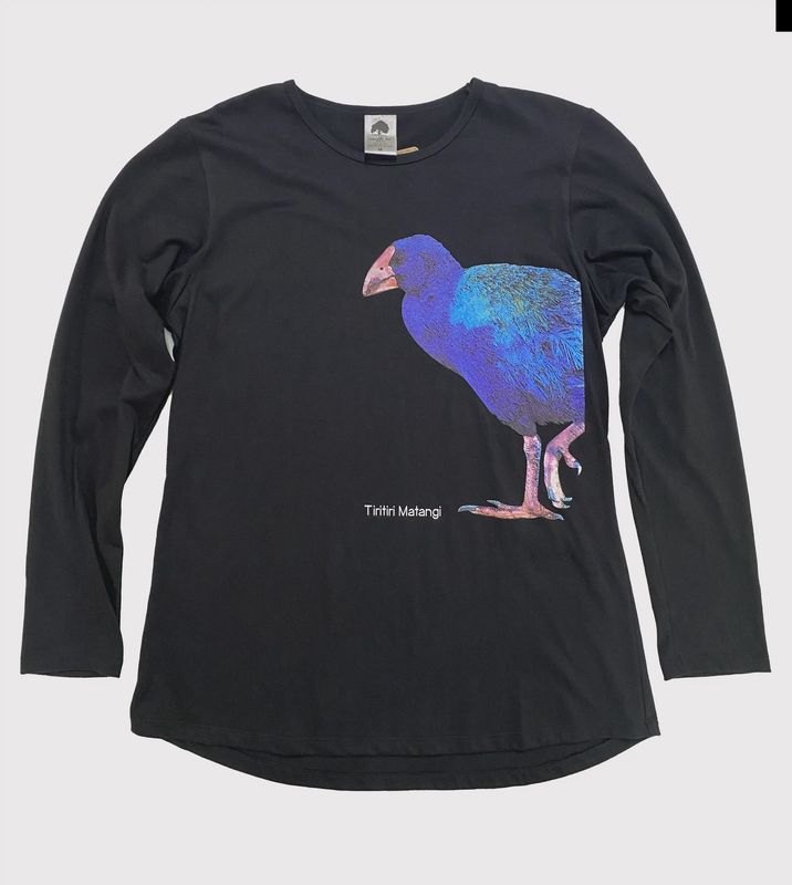 Long Sleeve Tee- takahē, black, womens