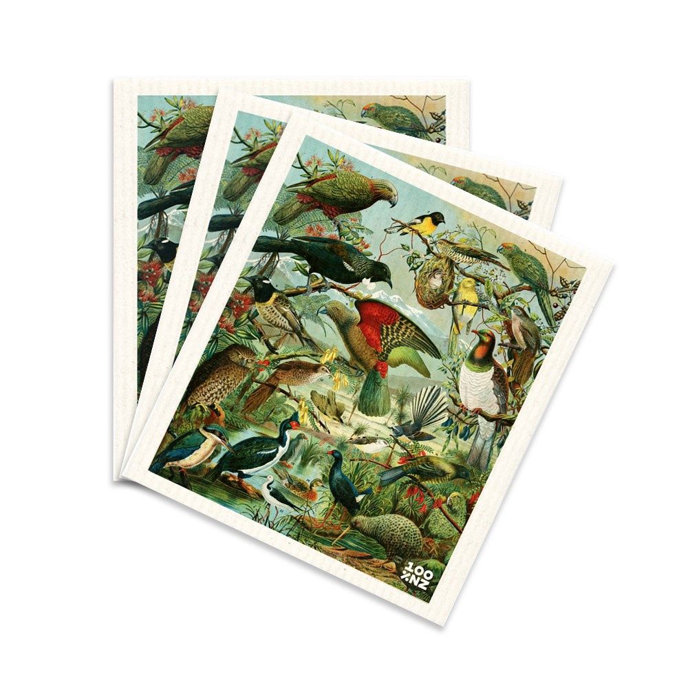 Dishcloth set of 3- NZ Native Birds