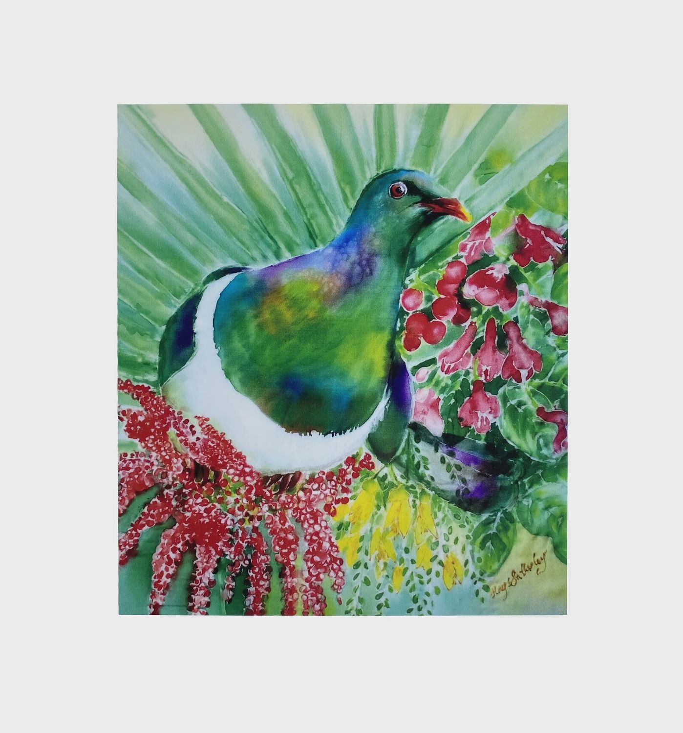 Art Panel by Kay - kereru & flora, med