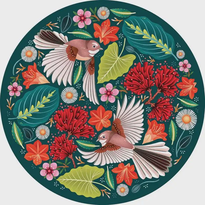 Round Puzzle 1000 Piece- Chirpy Fantails