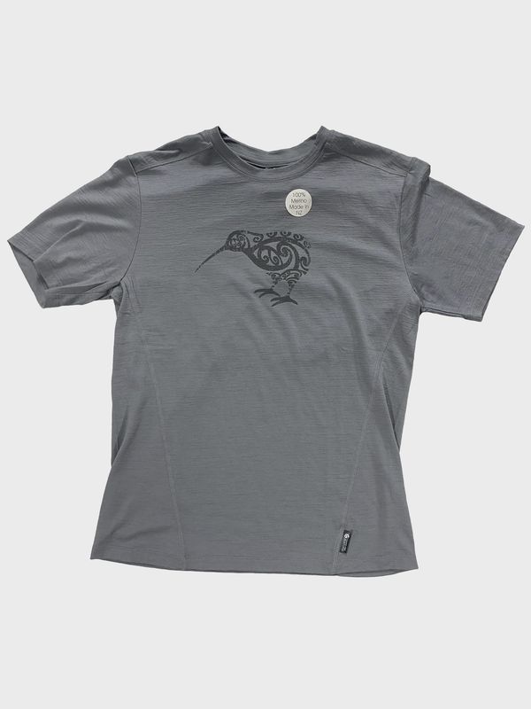 Merino T-Shirt - Koru Kiwi, silver, mens