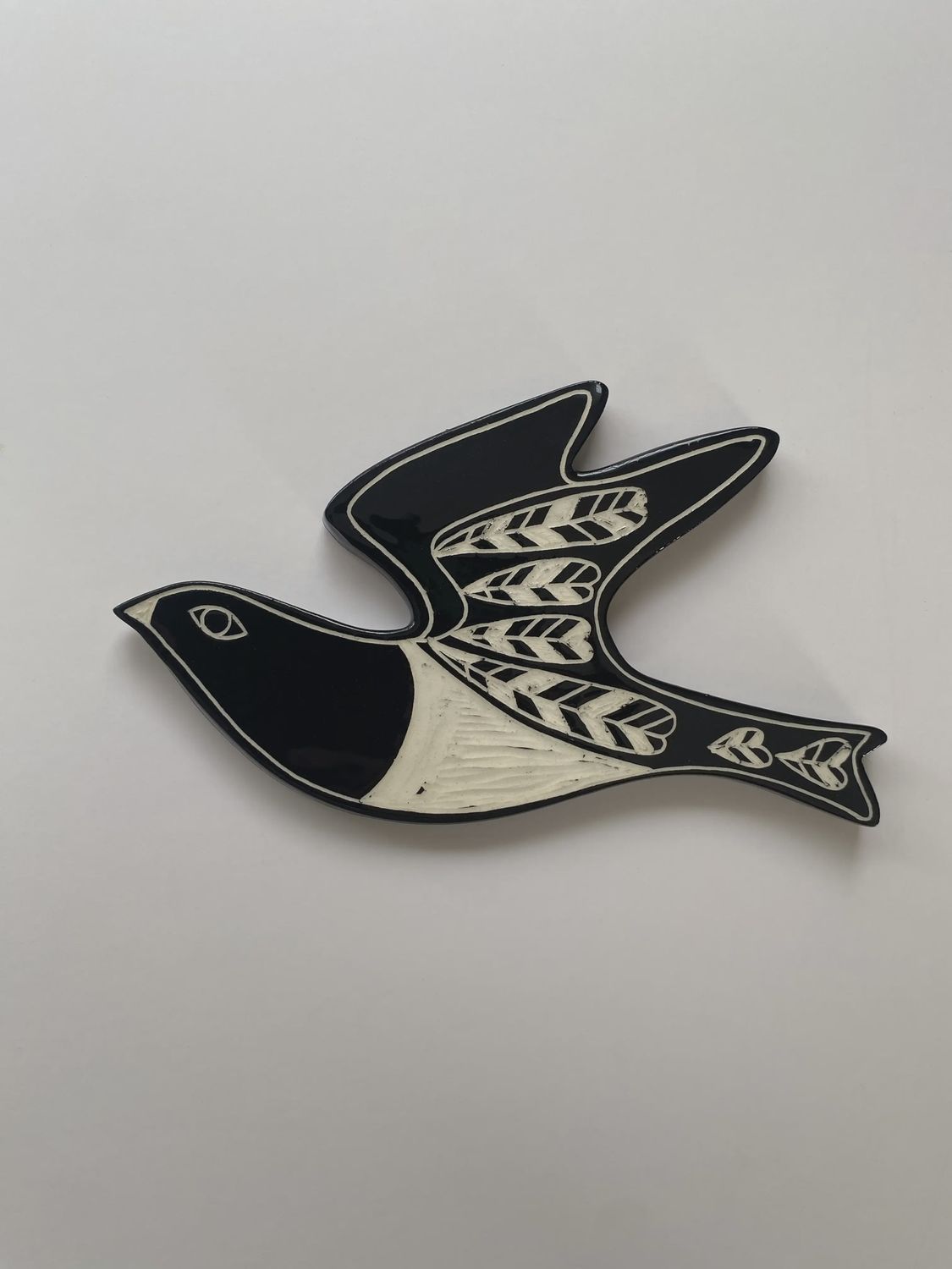 Wall Art- Kererū , sgraffito pottery
