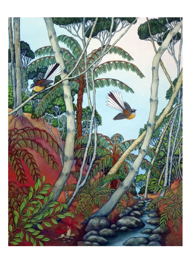 Card- Pīwakawaka At The Stream