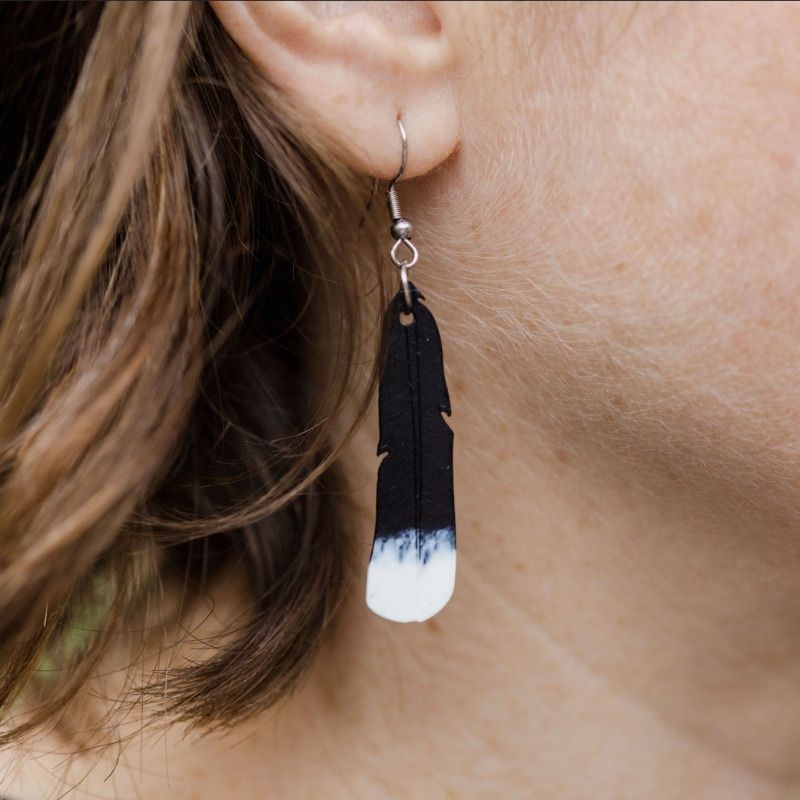 Earrings- Huia Feathers