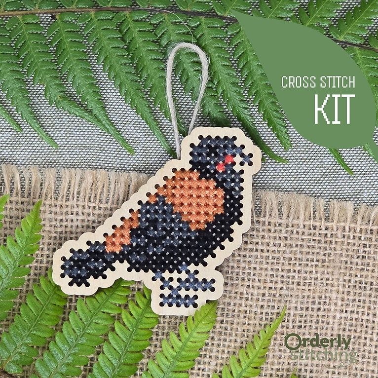 Cross-Stitch Ornament Kit- Tīeke/saddleback