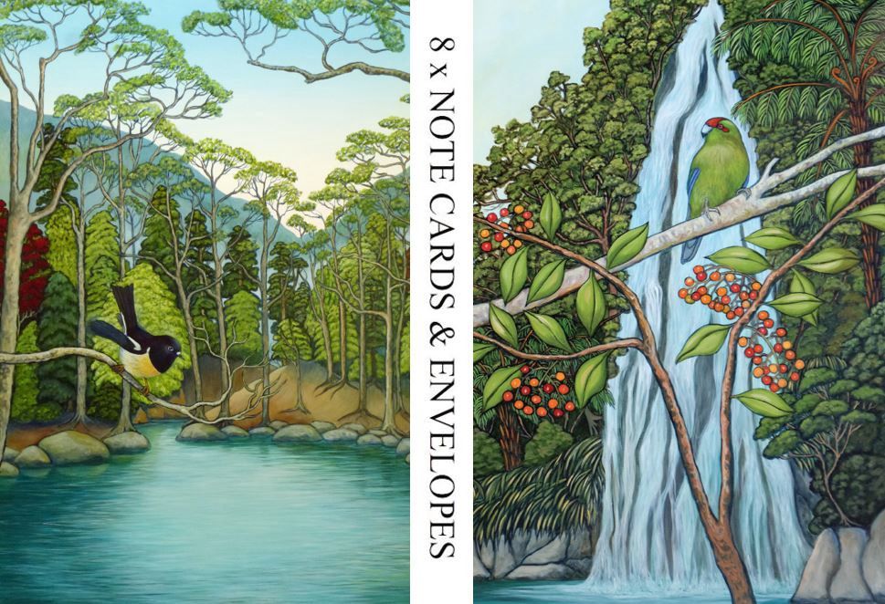 Card-Pack of 8: Miromiro & Kākāriki