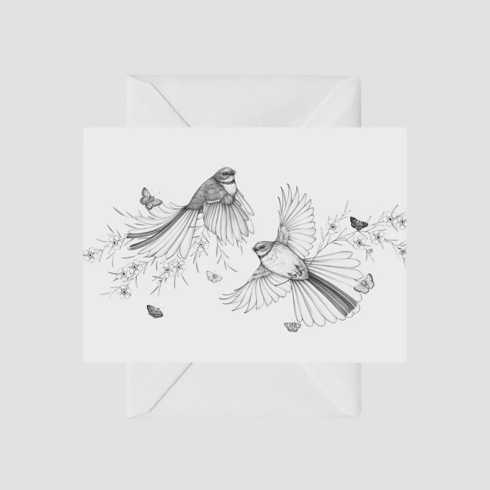 Card- Come fly with me, Pīwakawaka