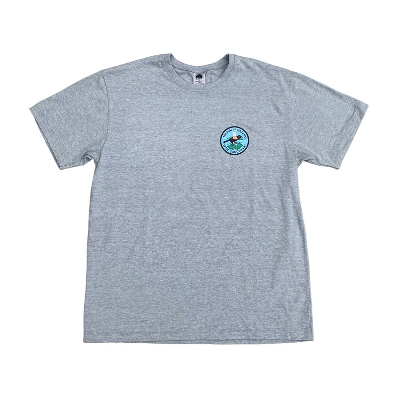 T-Shirt- TMI round emblem, grey marle