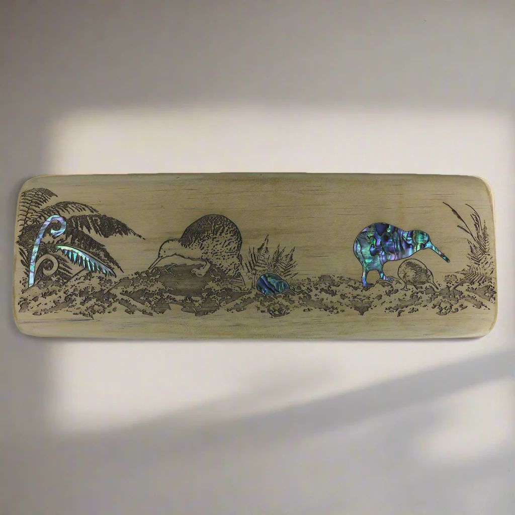 Wall Art- Recyclewood & Pāua, kiwi