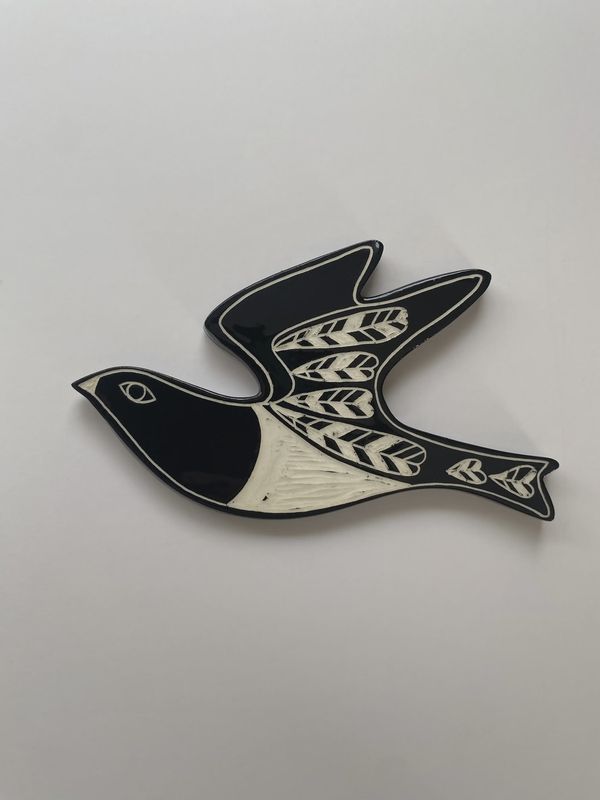 Wall Art- Kererū , sgraffito pottery